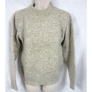 Vintage LL Bean Wool Sweater Women's Size Medium Crewneck Pullover Beige USA